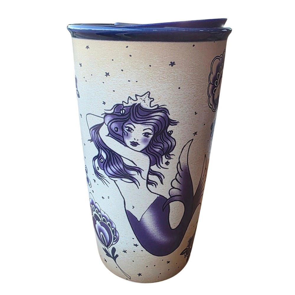 Starbucks Blue Siren Sailor Mermaid Tattoo 2016 Ceramic Travel Mug Tumbler 12 Oz